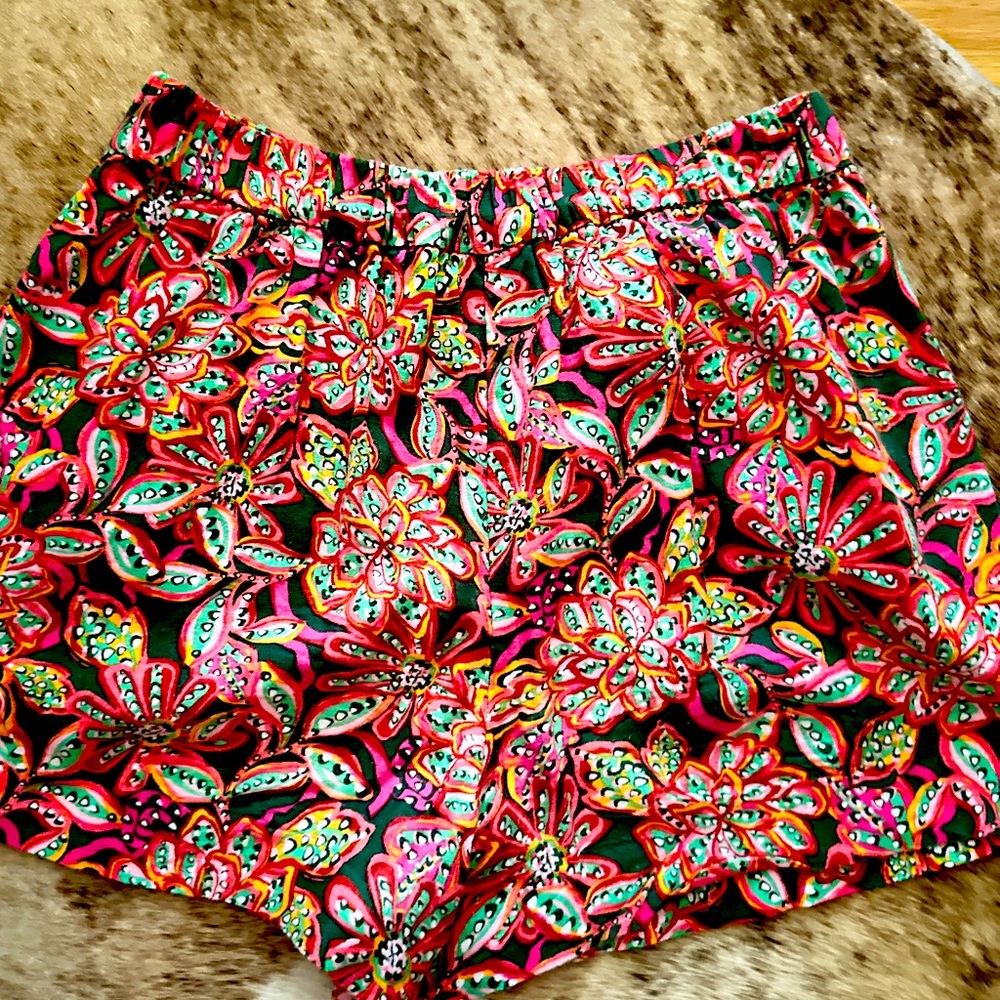 J. Crew High Waist Red and Pink Shorts
